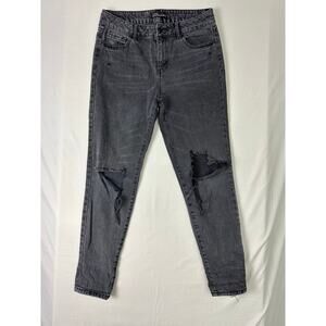 Miss Poured in Blue Size 6 Black Vintage distressed ankle tapered Jeans 90s Mom